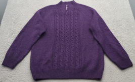 Rebecca Malone Sweater Womens L Purple Cable Knit Long Sleeve Mock Neck Pullover - £17.67 GBP