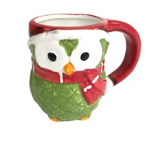 Owl Coffee Cup Mug Red Hat Scarf Handle Winter Christmas Midwood Brands - £13.22 GBP