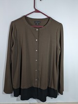 J. Jill Wearever Collection Button Up Cardigan Colorblock Brown Black Si... - $14.85