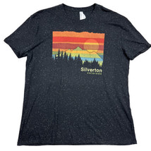 Silverton CO Black Speckle Cotton Blend T-Shirt Colorful Sunset Mountains XL - £15.76 GBP