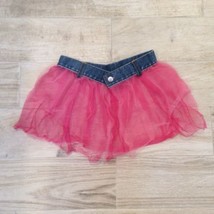 Kids 80s Blue Denim Trim Pink Tutu Skirt - £11.76 GBP