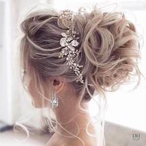 Gold Silver Crystal Bridal Hairband, Flower Hair Vine, Bridal Hair Accesscories - £70.32 GBP