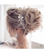 Gold Silver Crystal Bridal Hairband, Flower Hair Vine, Bridal Hair Acces... - £65.77 GBP