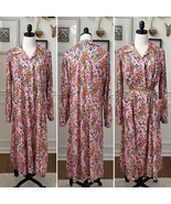 Vintage 70s Tribute Mod Floral Paisley Shirt Dress Long XL - $847.99 MXN
