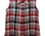 Liz Claiborne Lizsport button front sleeveless tank blouse shirt M red b... - $15.58