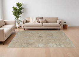 8' X 12' Tan and Ivory Wool Floral Hand Knotted Area Rug - €2.210,05 EUR