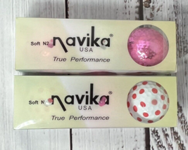 Navika Golf Balls Polka Dot Pattern 2 Packs of 3 Soft N2 True Performance Pink - £15.93 GBP