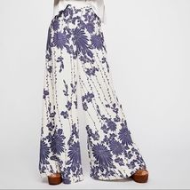 Free People Sunday Stroll Palazzo Pants Blue Floral Boho Wide Leg Size 0 - $14.99