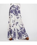 Free People Sunday Stroll Palazzo Pants Blue Floral Boho Wide Leg Size 0 - $14.99