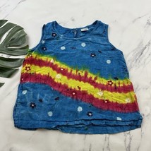 American Style Womens Vintage Y2k Tie Dye Linen Top Size L Blue Red Floral - $23.75