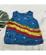 American Style Womens Vintage Y2k Tie Dye Linen Top Size L Blue Red Floral - $32.48 CAD