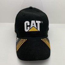 CAT Caterpillar Black Cap Hat Logo White And Gold Embroidered Adjustable - £9.48 GBP