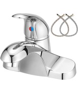 Phichi Single Handle 4 Inch Centerset Chrome Bathroom Faucet, Low Arc Basin - £38.24 GBP