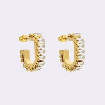 High Quality New Stylish Cubic Zirconia Chain Design C Shaped Hoop Earrings for  - $18.38