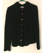 Ball of Cotton sweater M hand loomed in USA black long sleeve button close - £28.61 GBP