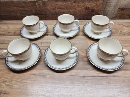 Lenox Harrison Bone China Coffee / Tea Cup &amp; Saucer - Set Of 6 - Free Shipping - £41.06 GBP