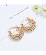 Multi colors Basket Round Hoop earrings 18k Layered Real Gold Filled - $221.81 MXN