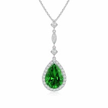 ANGARA Lab-Grown Emerald Pendant with Diamond in 14K Gold (10x8mm,2.5 Ct) - £1,574.98 GBP