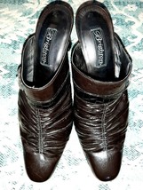 8.5 M Brighton Leather Mule Slide Italy Black Embellished Pointed Heel Shoe - £24.42 GBP