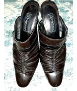 8.5 M Brighton Leather Mule Slide Italy Black Embellished Pointed Heel Shoe - £24.23 GBP