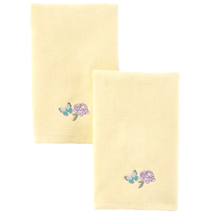 Valentina Embroidered Butterfly Floral Hand Towels Cotton Pale Yellow 2-... - $16.37