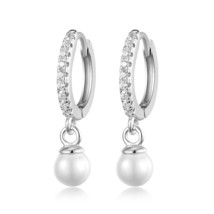 S925 Korean Fashion Shell Beads  Earrings Hoop Earrings for Women Sweet Simple S - £14.77 GBP