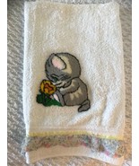 Vtg Leshner Cotton Bath Towel Chenille Kitten Flower Ruffle 44 x 26  Un-... - $451.60 MXN