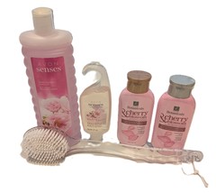 Senses Cherry Blossom 5-Piece Bath Bundle including Shower Brush by Avon - $31.50