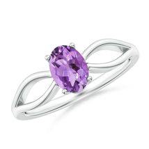 ANGARA Natural Amethyst Solitaire Split Shank Ring in Silver (Size-7x5mm) - $198.55+
