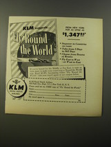 1954 KLM Royal Dutch Airlines Ad - KLM suggests.. Fly &#39;Round the world - £14.53 GBP