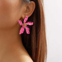 Pink Enamel &amp; 18K Gold-Plated Spot Flower Stud Earrings - £11.15 GBP
