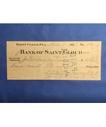 1921 Bank of Saint St. Cloud Florida Obsolete Check Cashed - $26.86 CAD