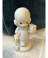 PRECIOUS MOMENTS Growing in Grace Age 5 #136247 Little Girl w/ Books &amp; L... - £20.21 GBP