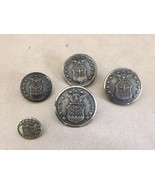 Lot of 5 Vintage US Air Force Round Metal Pewter Shank Buttons 1.75-2.75cm - £15.92 GBP