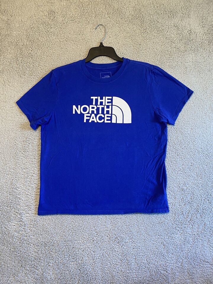 The North Face Shirt Womens L Blue Short Sleeve Spell Out Logo Graphic Cotton - £11.25 GBP