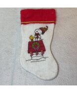 VINTAGE Christmas FELT Stocking SNOOPY WOODSTOCK 15" Peanuts FREE SHIP - $14.99