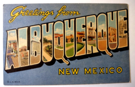 Greetings Souvenir From Albuquerque New Mexico Large Letter Postcard Lin... - $13.54