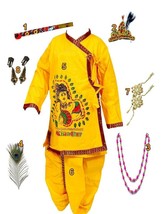 Yellow Cotton Fabric Krishna Ethnic Wear Costume in Dress for Boys Us - £29.33 GBP+