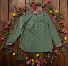 Talbots Corduroy Shirt Top Flip Cuff Pullover Long Sleeve Green SIZE Medium - $17.77