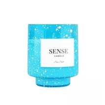 Soy Wax Candle Coastal Beach Scent Sea Salt 10 oz Blue Glass w/ Gift Box - £21.71 GBP