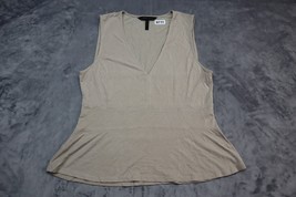 BCBG Maxazria Shirt Womens Medium Beige Peplum Casual Sleeveless VNeck Blouse - £23.21 GBP