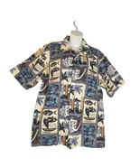 Q-Fashion Hawaii Mens Large Shirt Novelty Fish ALL Over Print Vacation B... - €16,44 EUR