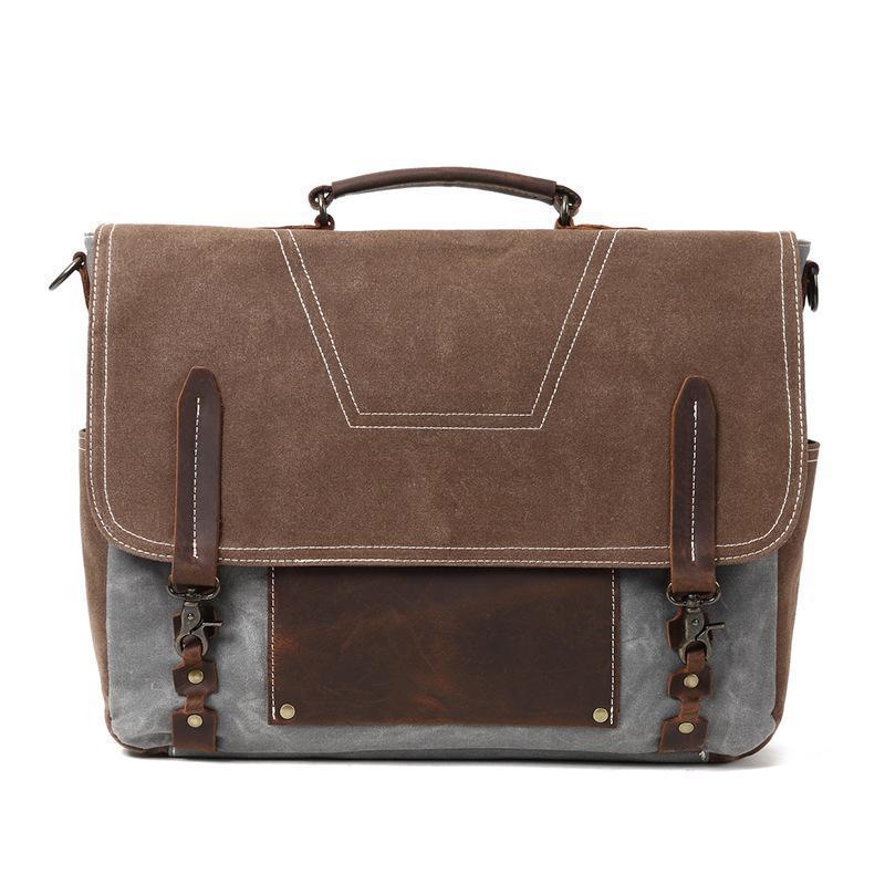 Primary image for Oil Wax Canvas Men Bag 2022 New Vintage Large Capacity Waterproof Laptop Handbag