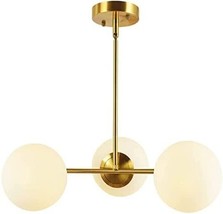 Mid Century Chandelier Modern Hanging Light Fixture 3 Lights Globe Pendant Light - £147.61 GBP