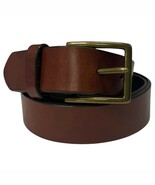 Eddie Bauer Belt Mens 38 Italian Leather Brass Buckle Casual USA Made Pr... - $27.77 CAD
