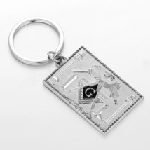 Blue Lodge Square &amp; Compasses SILVER Masonic Freemason Keyring Keychain - $7.99