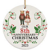 Bear Couple Our 8th Anniversary 2023 Ornament Gift 8 Years Christmas Together - £11.57 GBP