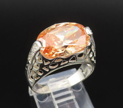 925 Sterling Silver - Vintage Citrine &amp; Topaz Open Dome Ring Sz 7.5 - RG... - £30.39 GBP