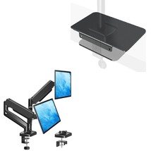 Dual Monitor Stand Mount For Glass Desk, With Desk Reinforcement Plate -... - £99.34 GBP