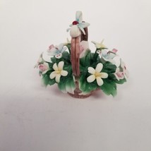 Vintage Capodimonte Flower Basket Figurine, Made in Italy - £27.65 GBP